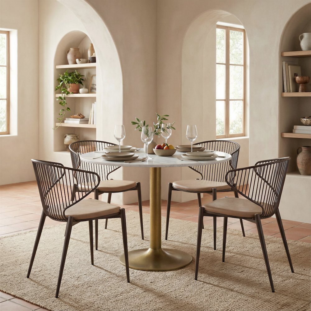 Silues Dining Chair (Set of 2) Taupe & Brown