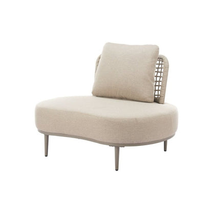 Beige Outdoor Club Chair, Wide Cushioned Patio Chair for Relaxation
