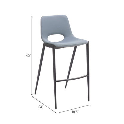 Desi Armless Barstool (Set of 2) Azure Gray