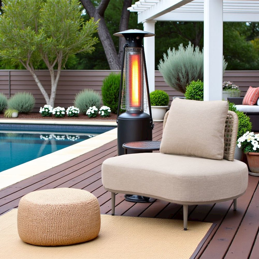 Beige Outdoor Club Chair, Wide Cushioned Patio Chair for Relaxation