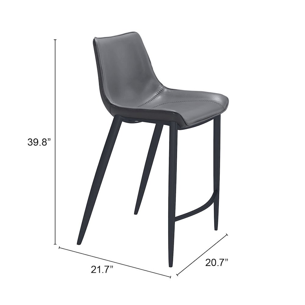 Magnus Counter Stool (Set of 2) Dark Gray & Black