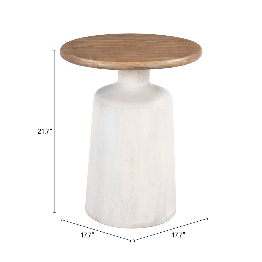 Goblet Side Table Brown & White