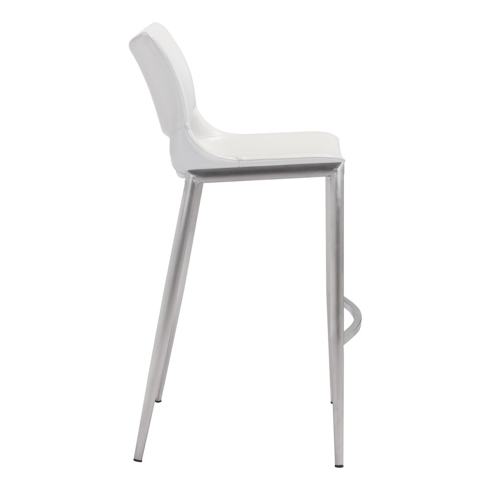 Ace Barstool (Set of 2) White & Silver