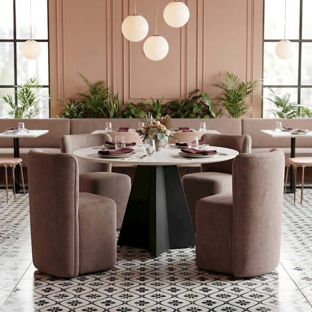 Bambun Dining Chair with Wheels Taupe