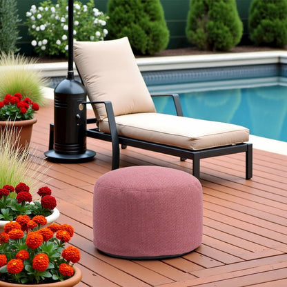 Red Outdoor Pouf Ottoman, Weather-Ready Patio Ottoman for Seating
