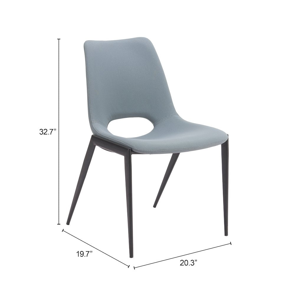 Desi Armless Dining Chair (Set of 2) Azure Gray