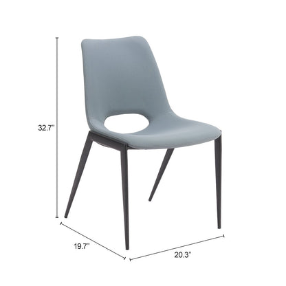 Desi Armless Dining Chair (Set of 2) Azure Gray