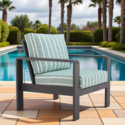 Green Aluminum Outdoor Chair, Modern Patio Seating for Garden or Deck