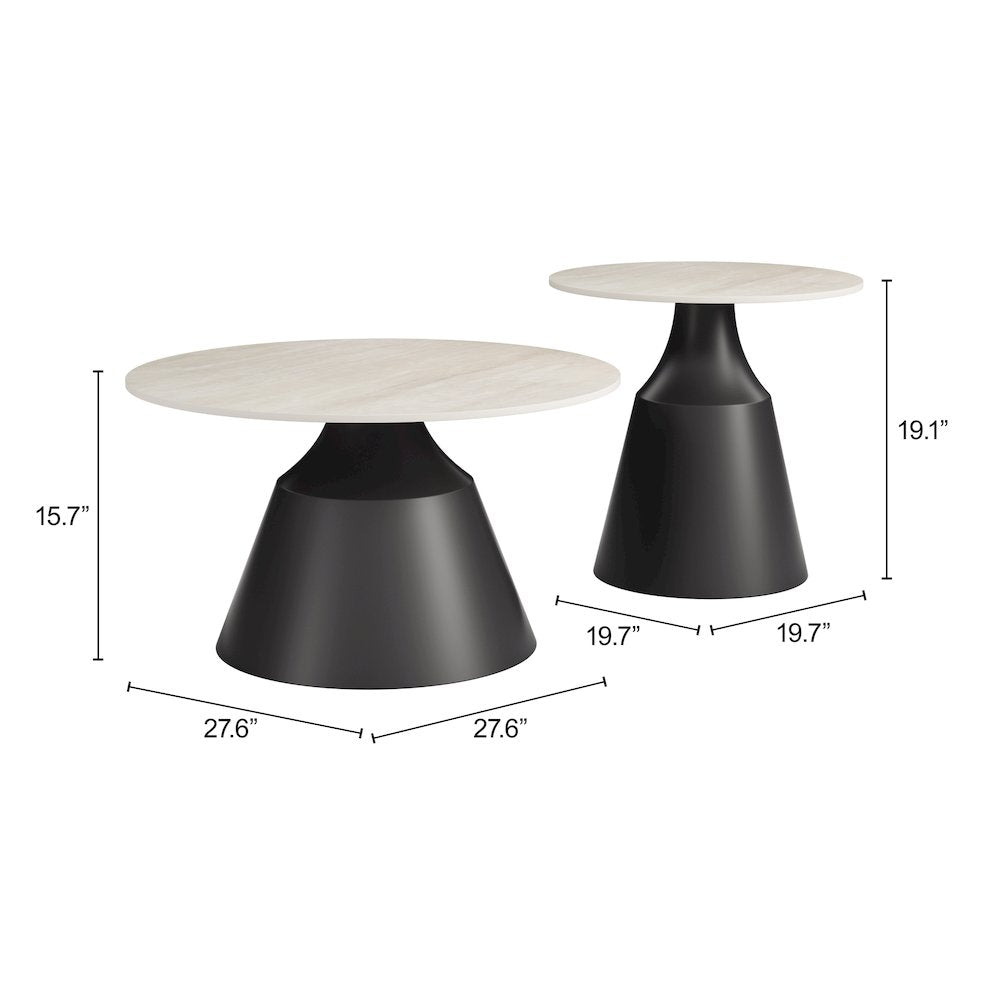 Camella Coffee Table Set (2-Piece) Light Beige & Black