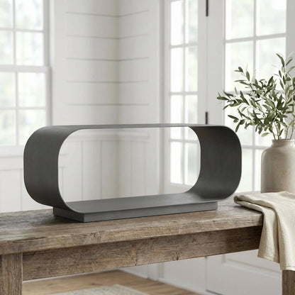 Gray Aluminum Coffee Table with Powder-Coated Frame, Modern Rectangular Design