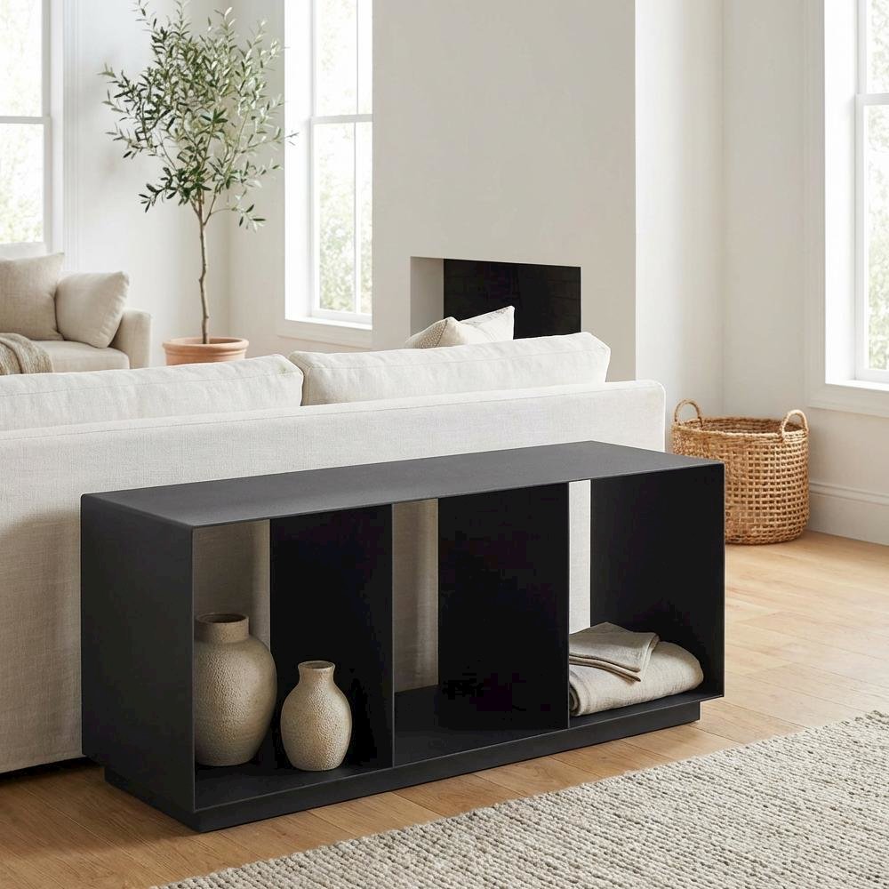 Gray Aluminum Coffee Table with Modern Rectangular Top and Lightweight Frame