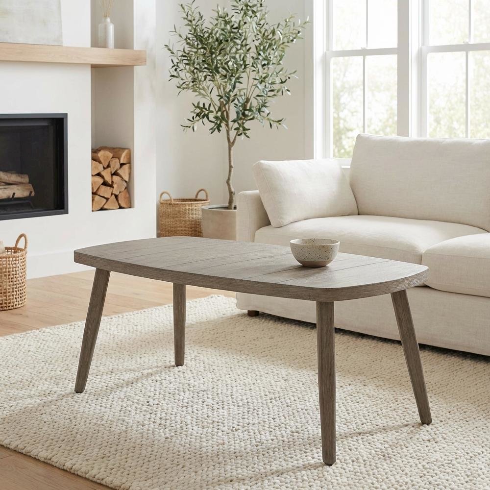Brown Aluminum Coffee Table with Modern Rectangle Top and Lightweight Frame