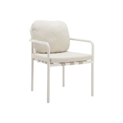 Beige Outdoor Dining Chair, Modern Aluminum Chair for Patio Seating