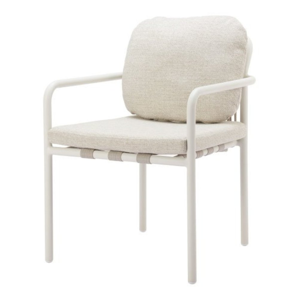 Beige Outdoor Dining Chair, Modern Aluminum Chair for Patio Seating