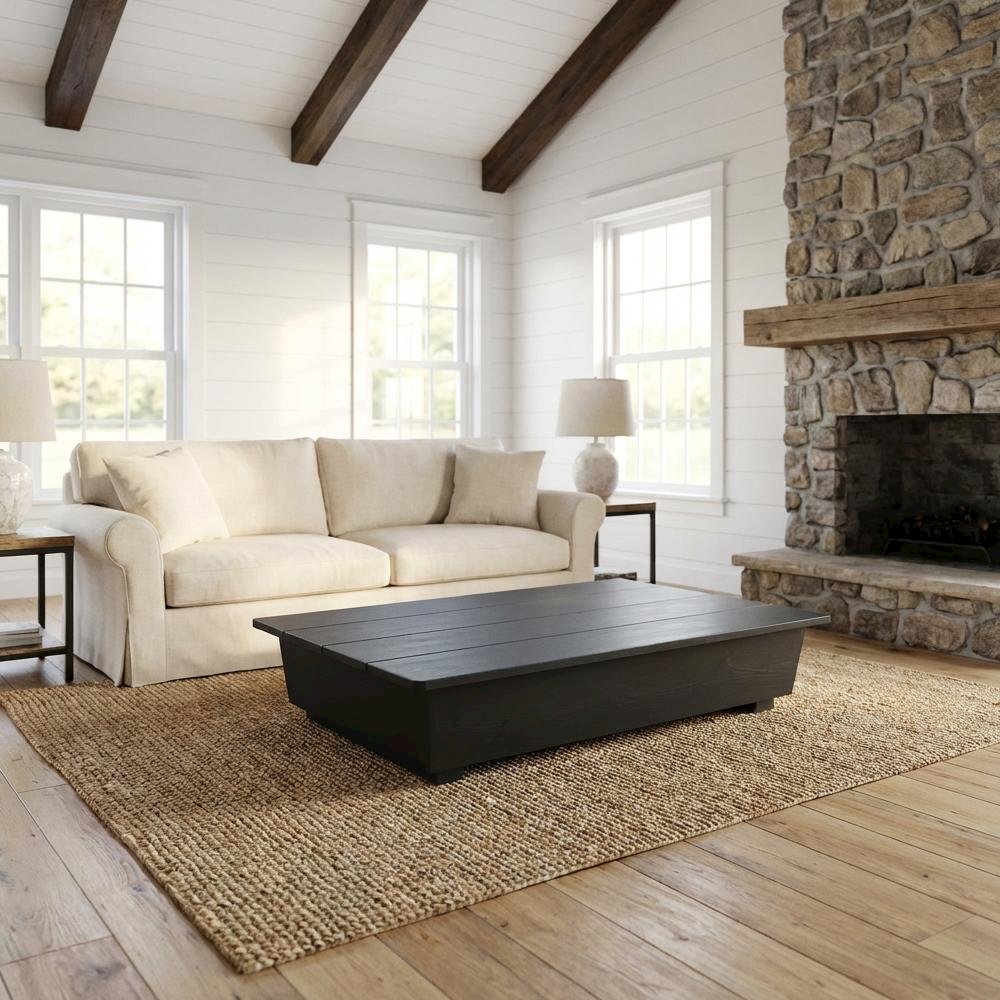 Black Aluminum Coffee Table Modern Rectangle Top Lightweight Design