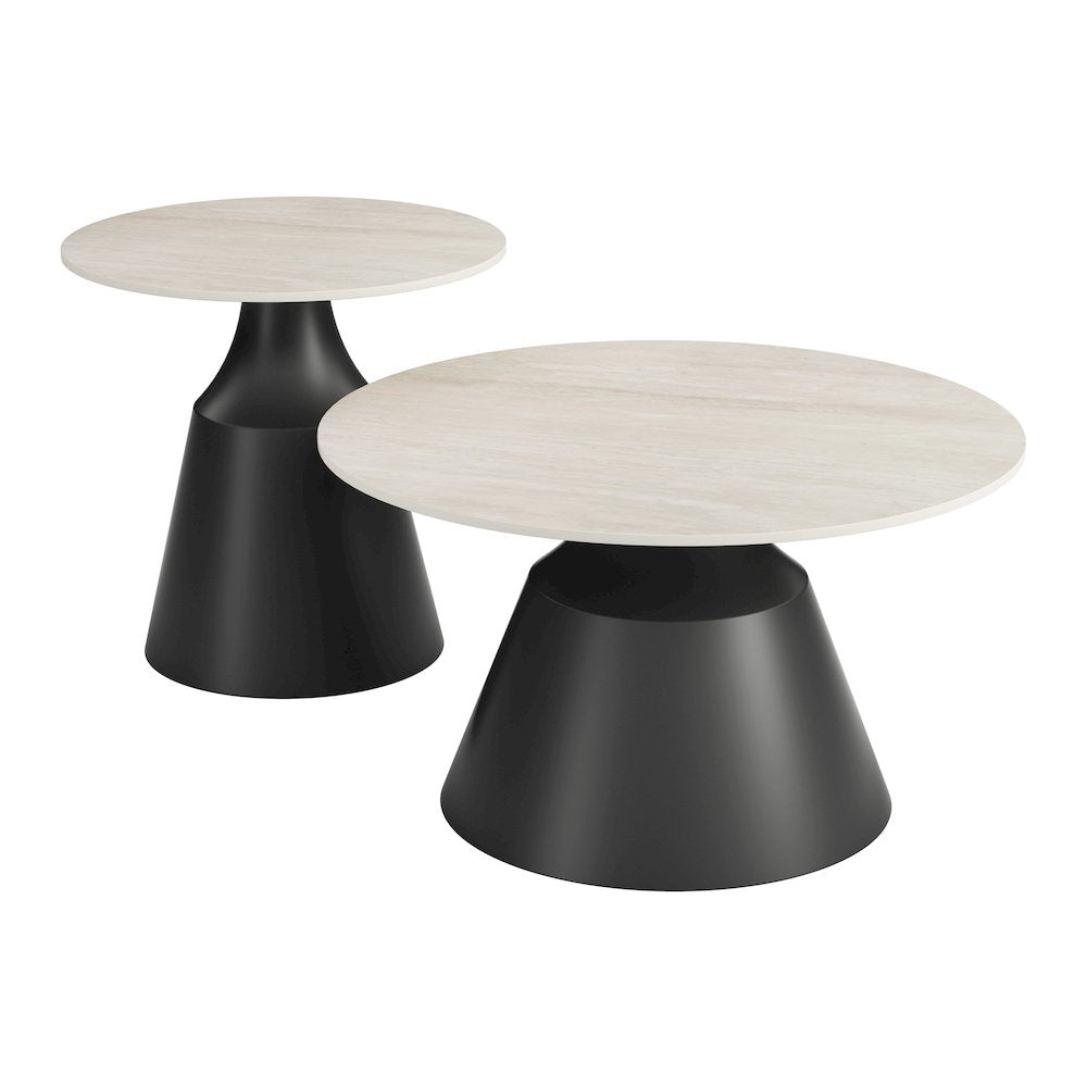 Camella Coffee Table Set (2-Piece) Light Beige & Black