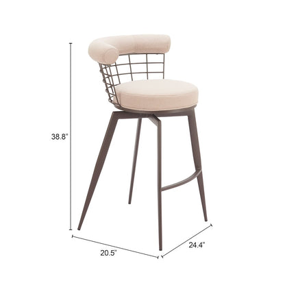 Saku Swivel Barstool Beige & Brown