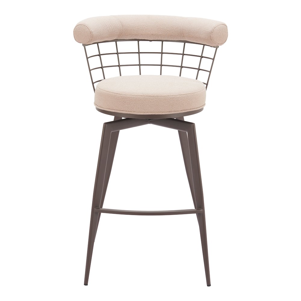 Saku Swivel Barstool Beige & Brown