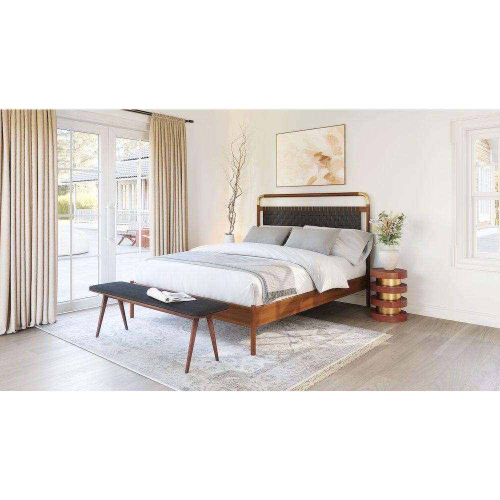 Netz Queen Bed Black & Walnut