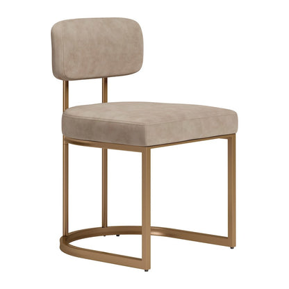 Velar Dining Chair (Set of 2) Beige & Bronze