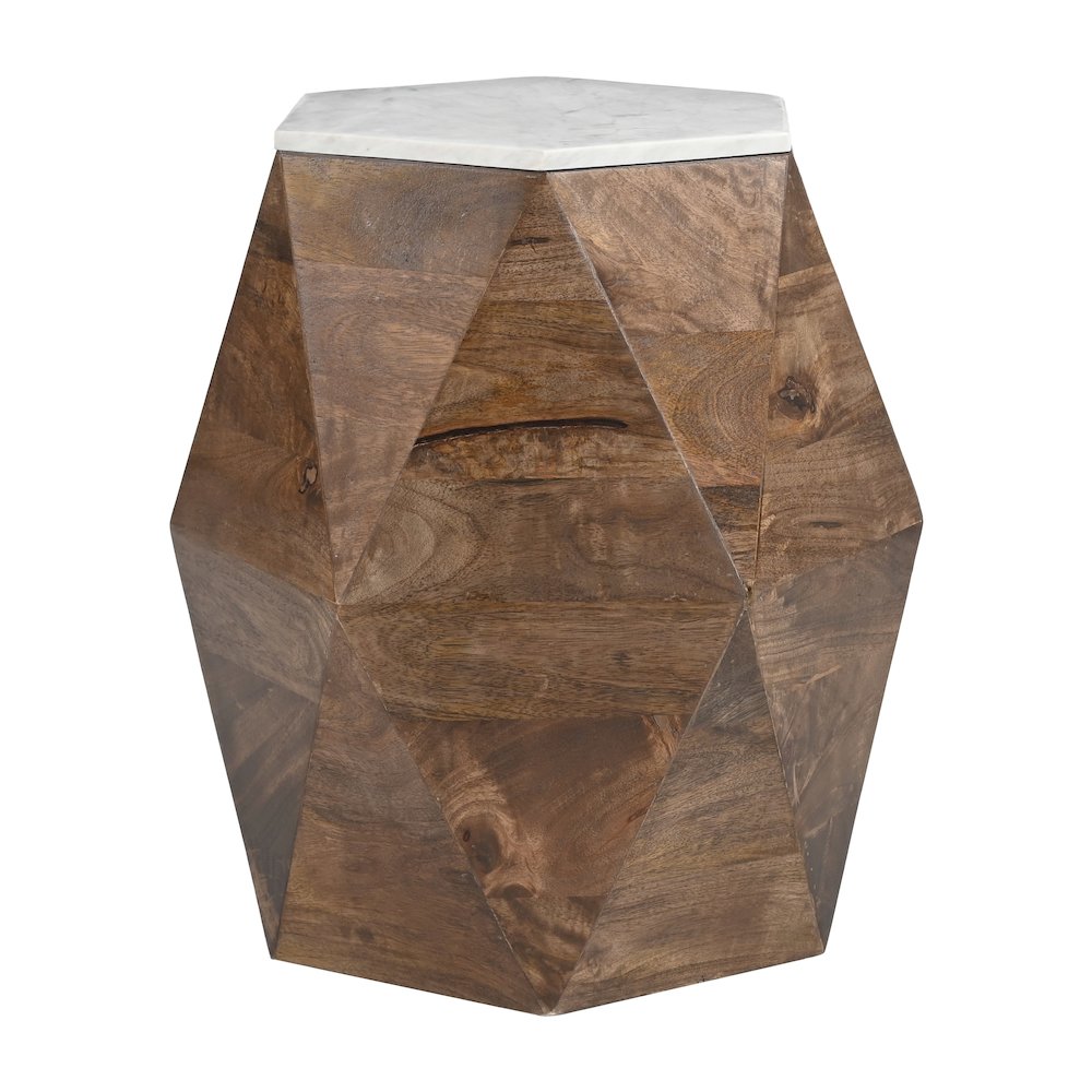 Bisel Side Table White & Walnut