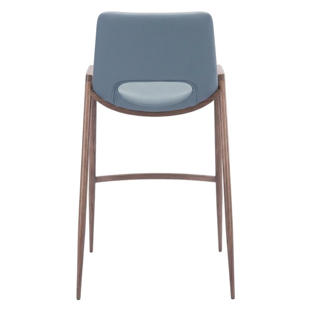 Gray Desi Modern Bar Stool Set of 2 with Plywood Frame and Polyurethane Upholstery