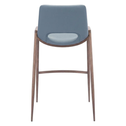 Gray Desi Modern Bar Stool Set of 2 with Plywood Frame and Polyurethane Upholstery