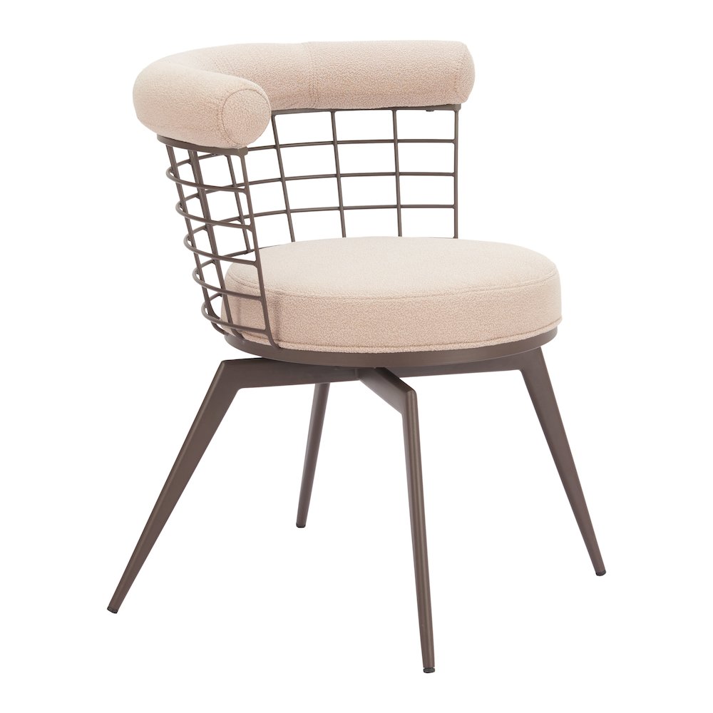 Saku Swivel Dining Chair Beige & Brown