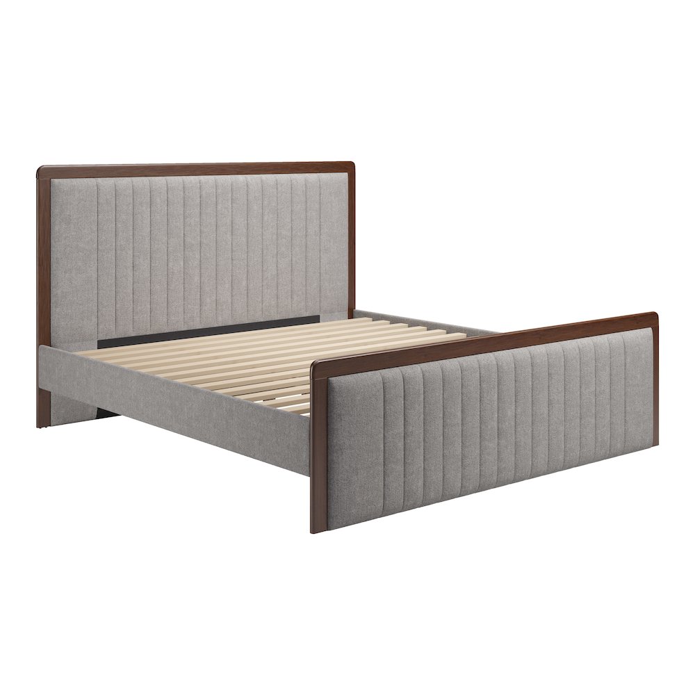 Somune King Bed Gray & Walnut