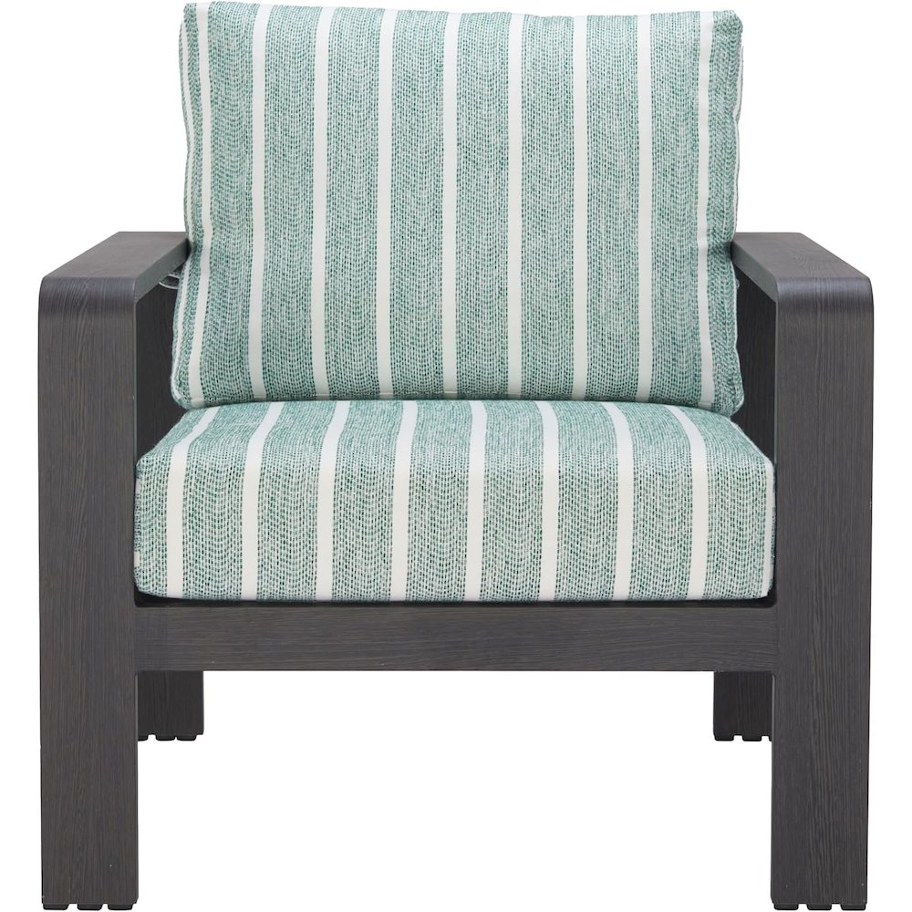 Green Aluminum Outdoor Chair, Modern Patio Seating for Garden or Deck