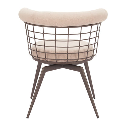 Saku Swivel Dining Chair Beige & Brown