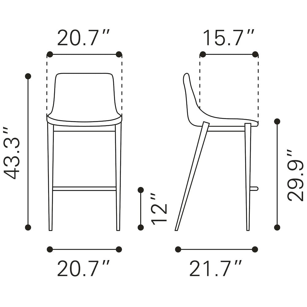 Magnus Barstool (Set of 2) White & Walnut