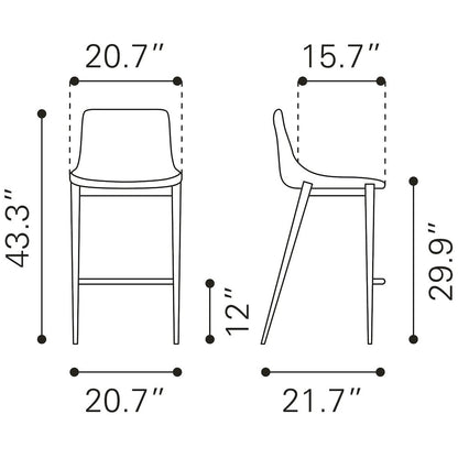 Magnus Barstool (Set of 2) White & Walnut