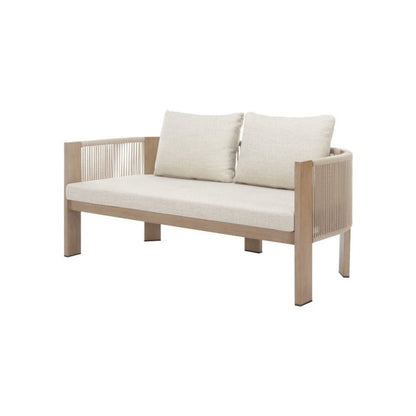 Beige Outdoor Sofa for Patios With Cushions, Aluminum Frame, 2-Seat Design