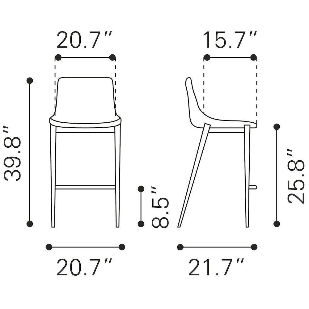 Magnus Counter Stool (Set of 2) Black & Walnut