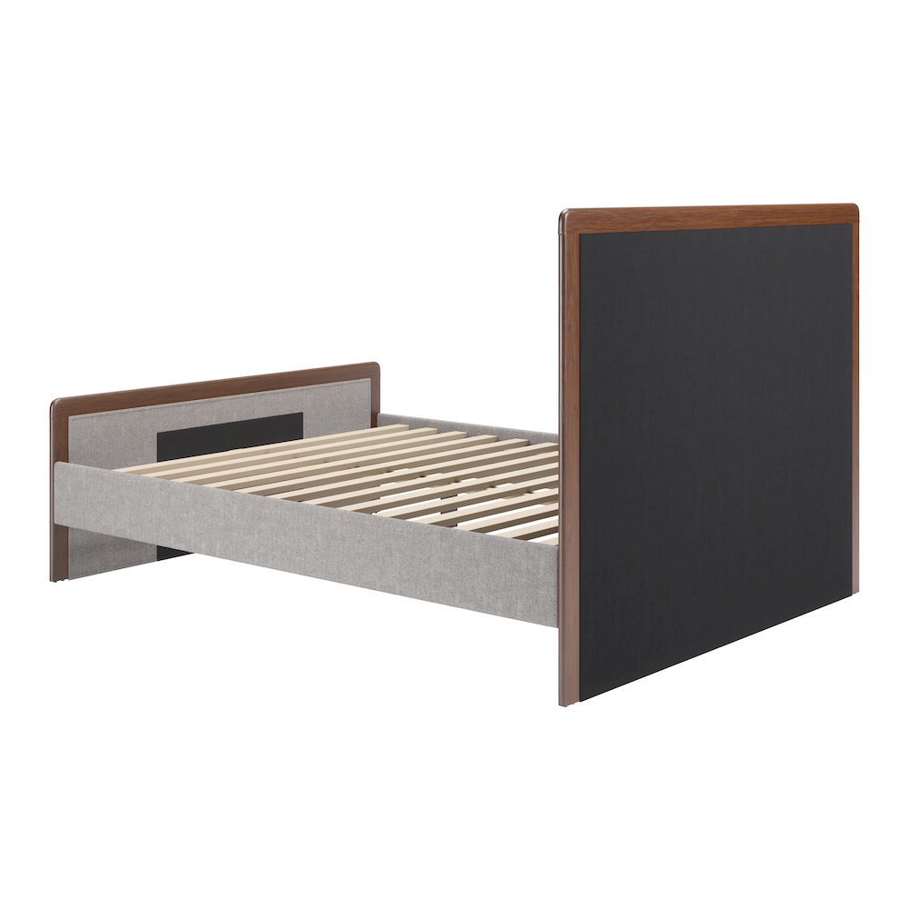 Somune Queen Bed Gray & Walnut