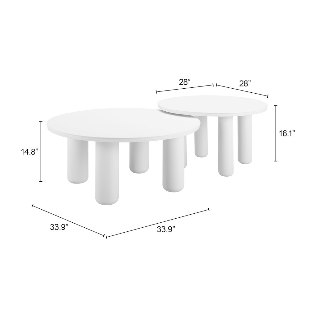 Ola Coffee Table Set (2-Piece) White
