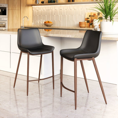 Magnus Counter Stool (Set of 2) Black & Walnut