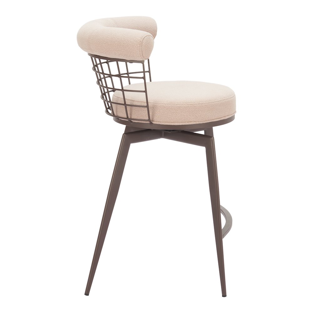 Saku Swivel Counter Stool Beige & Brown