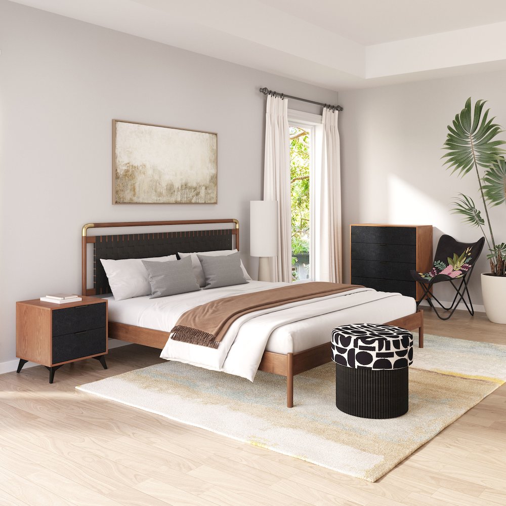 Zarif Nightstand Black & Walnut