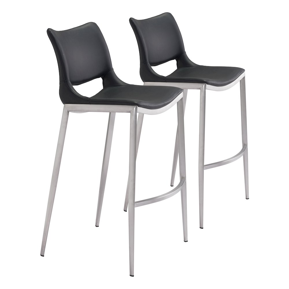 Ace Barstool (Set of 2) Black & Silver