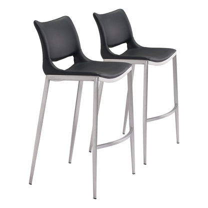 Ace Barstool (Set of 2) Black & Silver