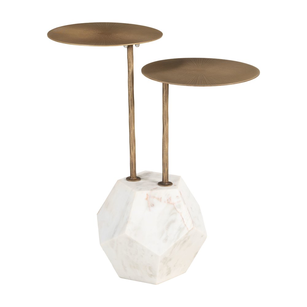 Anten Side Table Brass & White