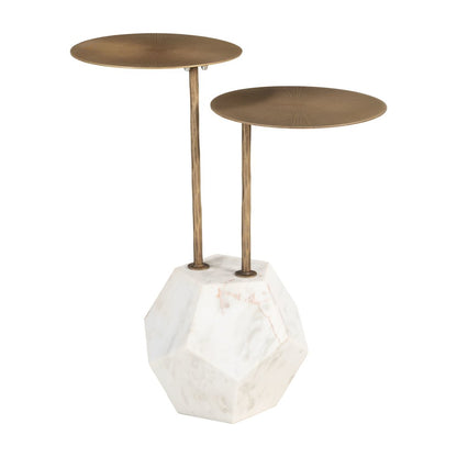 Anten Side Table Brass & White