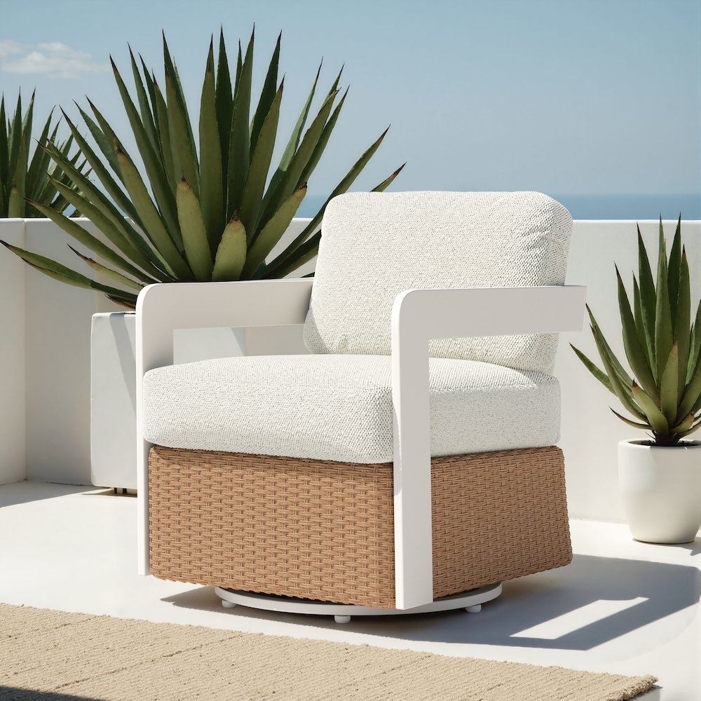 Gelo Swivel Chair White & Brown