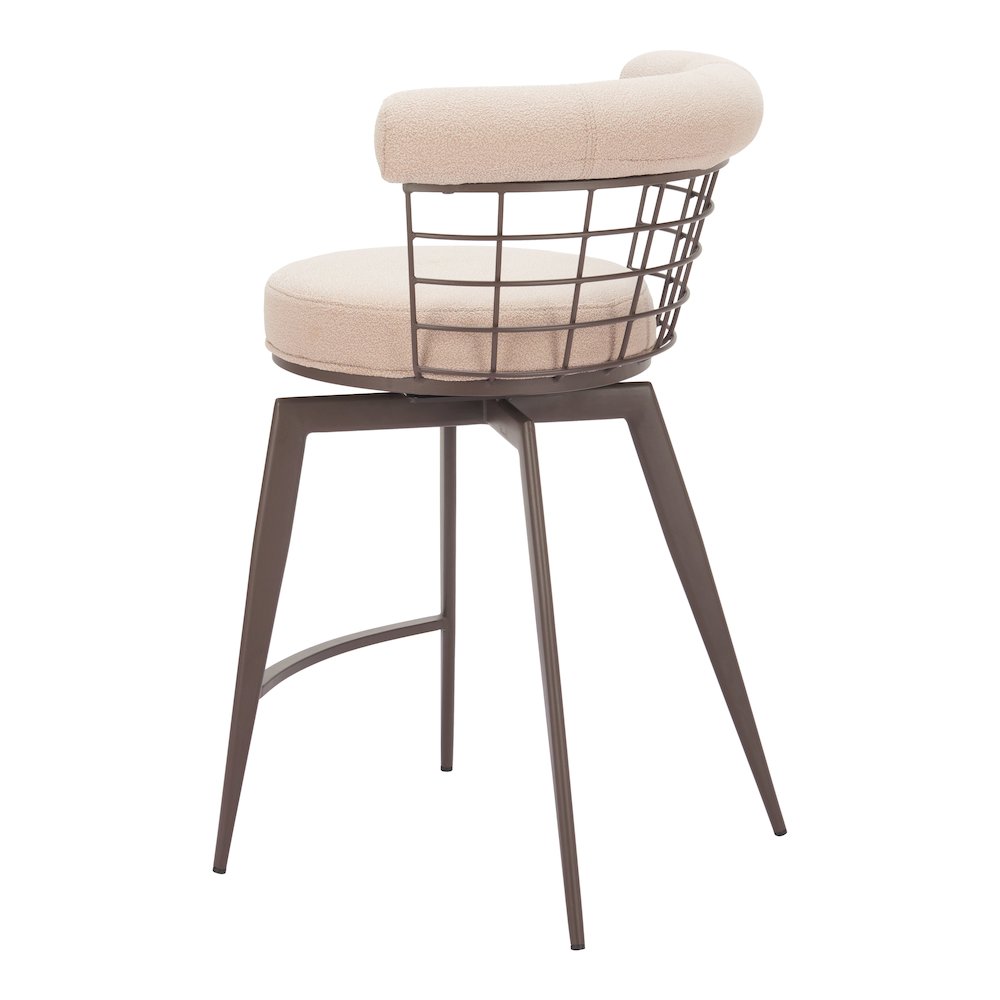 Saku Swivel Counter Stool Beige & Brown