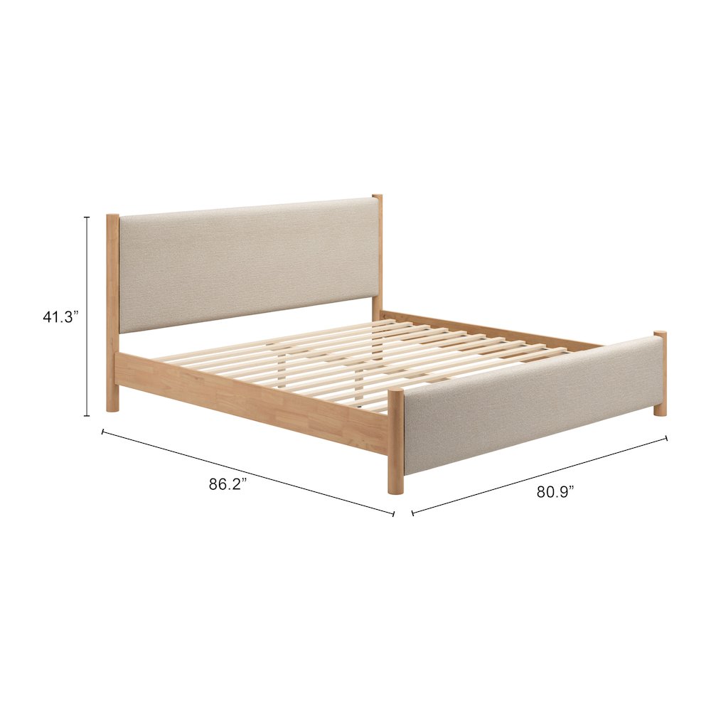 Hadi King Bed Beige & Natural