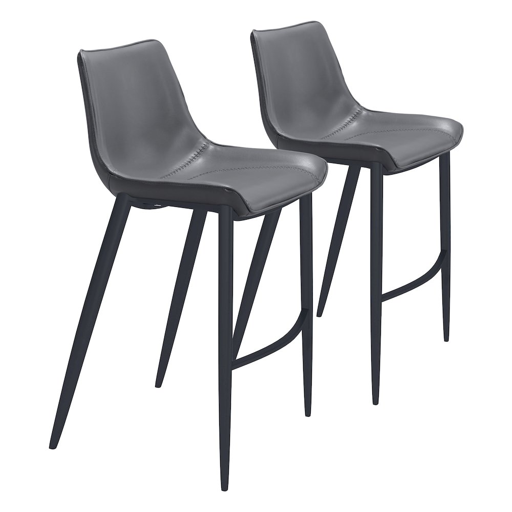 Magnus Barstool (Set of 2) Dark Gray & Black