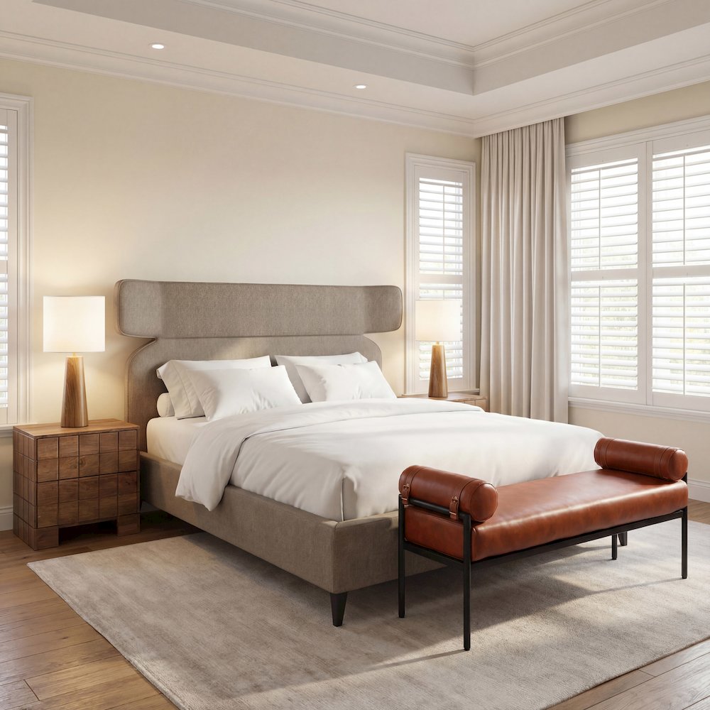 Dusa King Bed Olive Brown