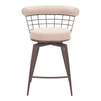 Saku Swivel Counter Stool Beige & Brown
